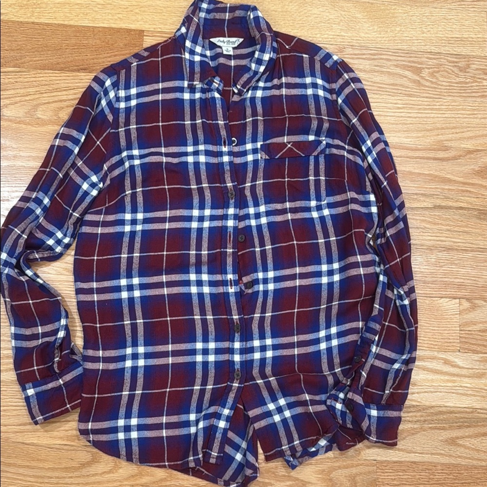 Lucky Brand size S Plaid Shirt - burgundy and navy